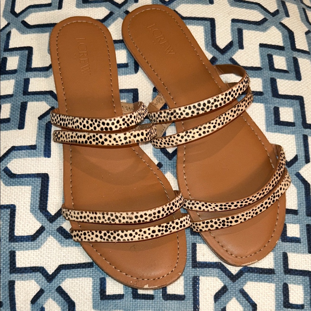 J. Crew Cheetah print, calf-hair Sandals size 9